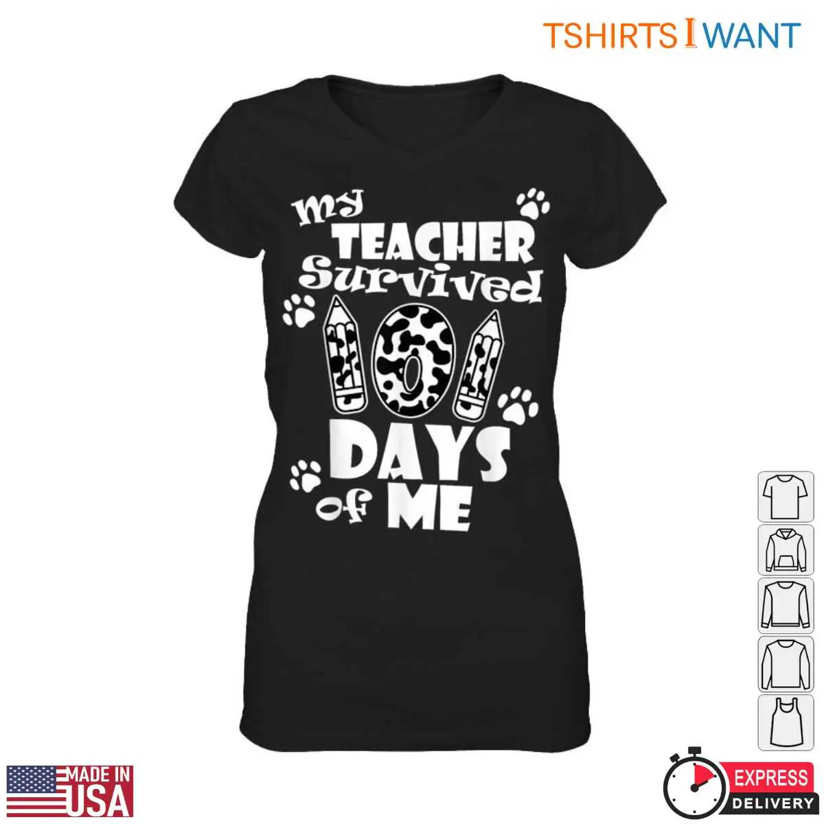 My Teacher Survived 100 Days of Me T-Shirt 13 100 Days Teacher T-Shirt Detail