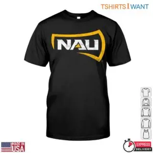 NAU Northern Arizona University T-Shirt Black Gold Logo Athletic Design