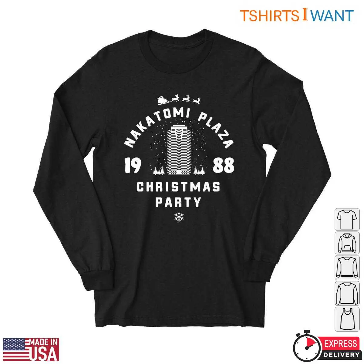 Nakatomi Plaza Christmas Party 1988 T-shirt – Retro Die Hard Movie Gear 11 Nakatomi Plaza Christmas Party T-Shirt Detail