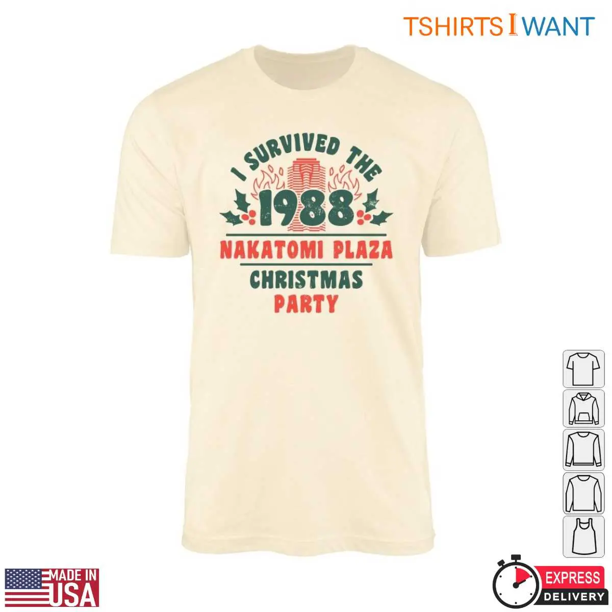 Nakatomi Plaza Christmas Party T-Shirt - I Survived the 1988 Holiday Event 10 Nakatomi Plaza Christmas Party T-Shirt Front View