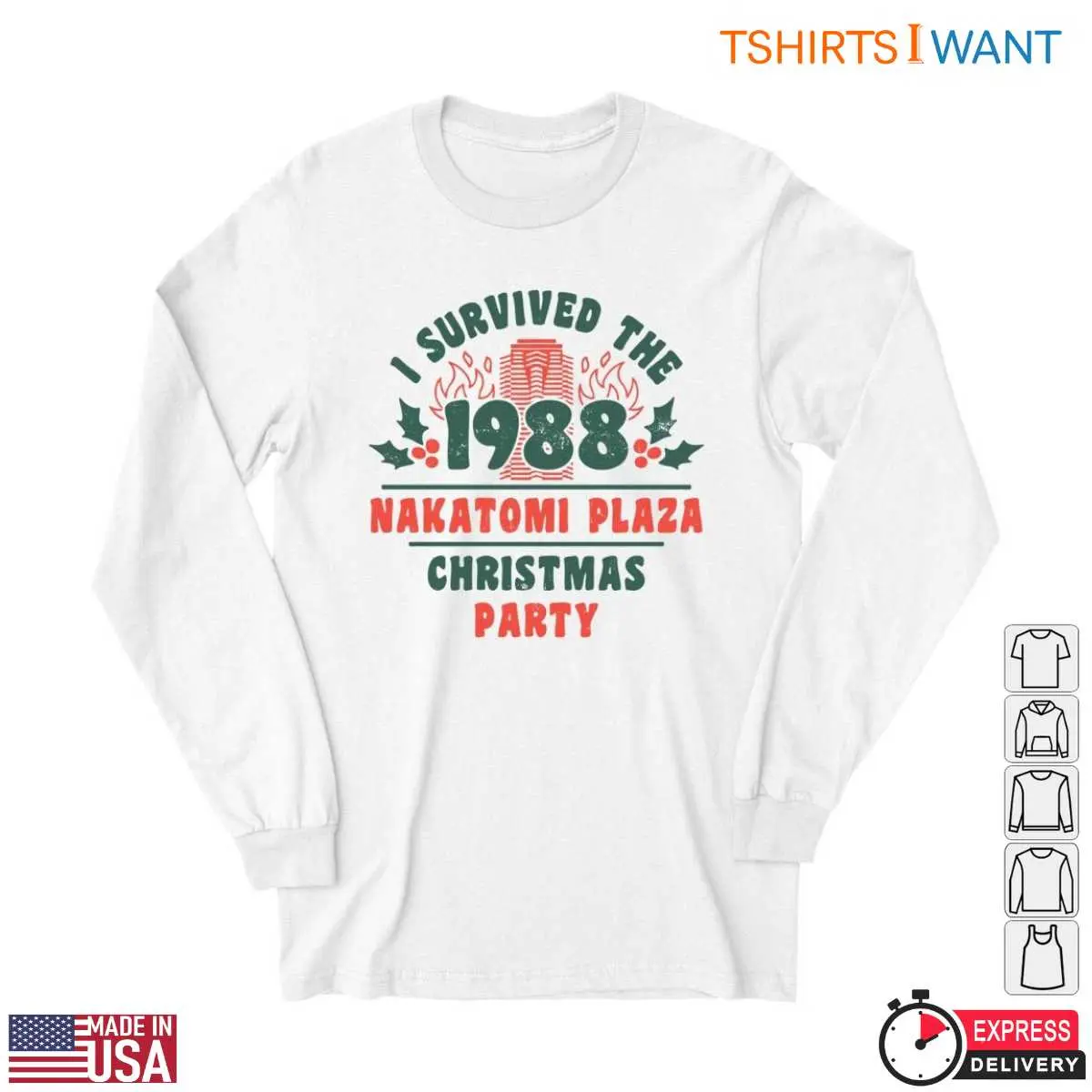 Nakatomi Plaza Christmas Party T-Shirt - I Survived the 1988 Holiday Event 11 Nakatomi Plaza Christmas Party T-Shirt Detail