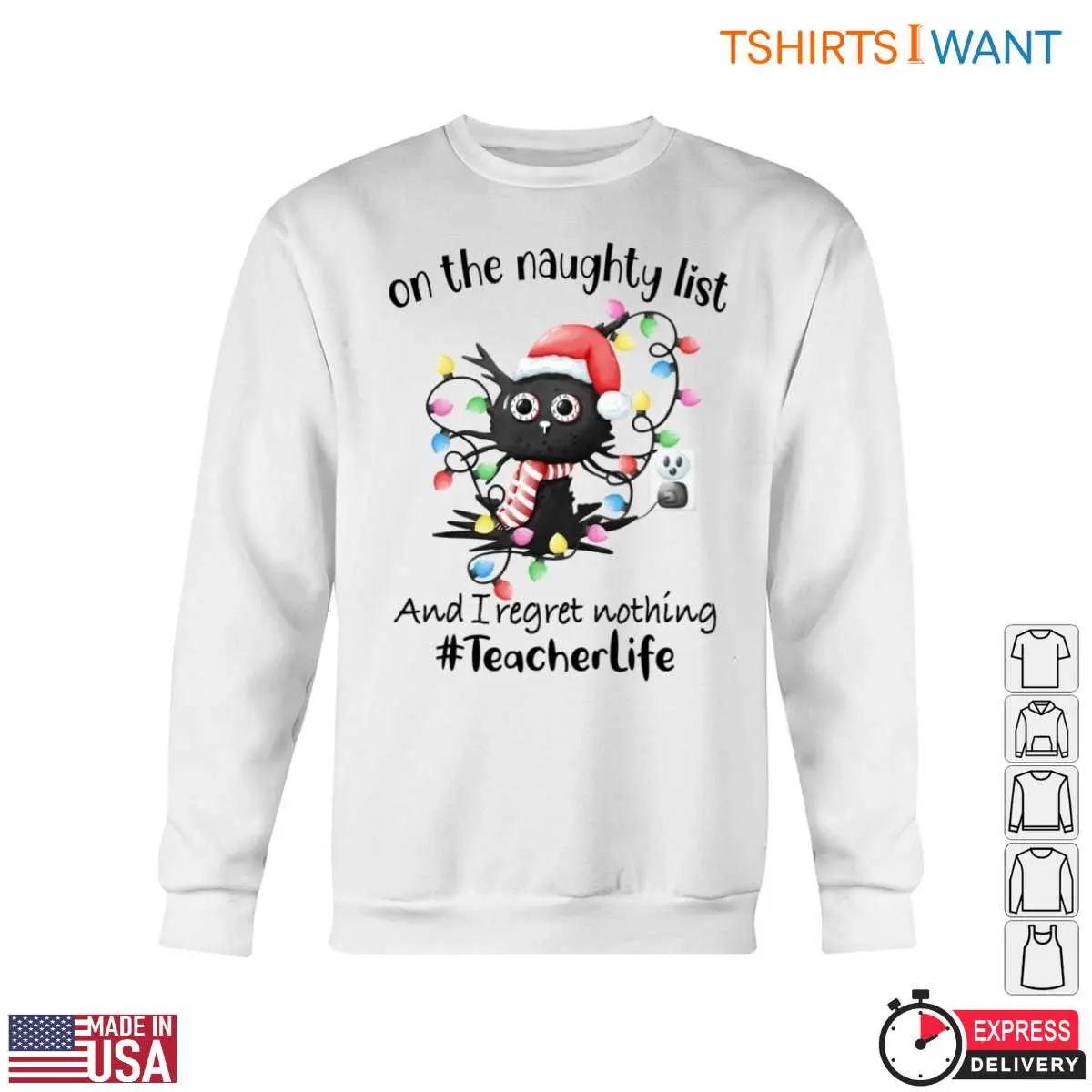 Naughty List Cat Christmas Teacher Life T Shirt 5 1.jpg