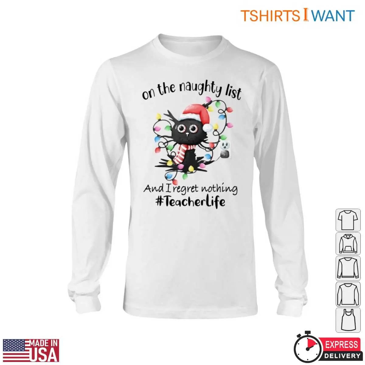 Naughty List Cat Christmas Teacher Life T Shirt 6 1.jpg
