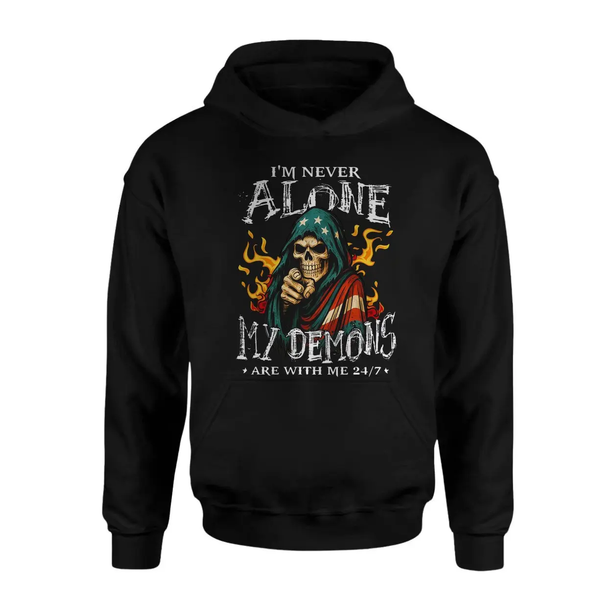 Never Alone My Demons T-Shirt – Grim Reaper Flames Skull Tee 2 Never Alone My Demons T Shirt E28093 Grim Reaper Flames Skull Tee 2.jpg