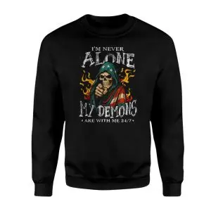 Never Alone My Demons T-Shirt – Grim Reaper Flames Skull Tee 9 Never Alone My Demons T Shirt E28093 Grim Reaper Flames Skull Tee 3.jpg