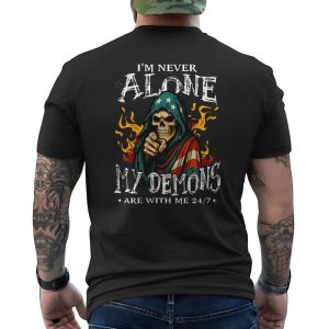 Never Alone My Demons T Shirt E28093 Grim Reaper Flames Skull Tee 6.jpg