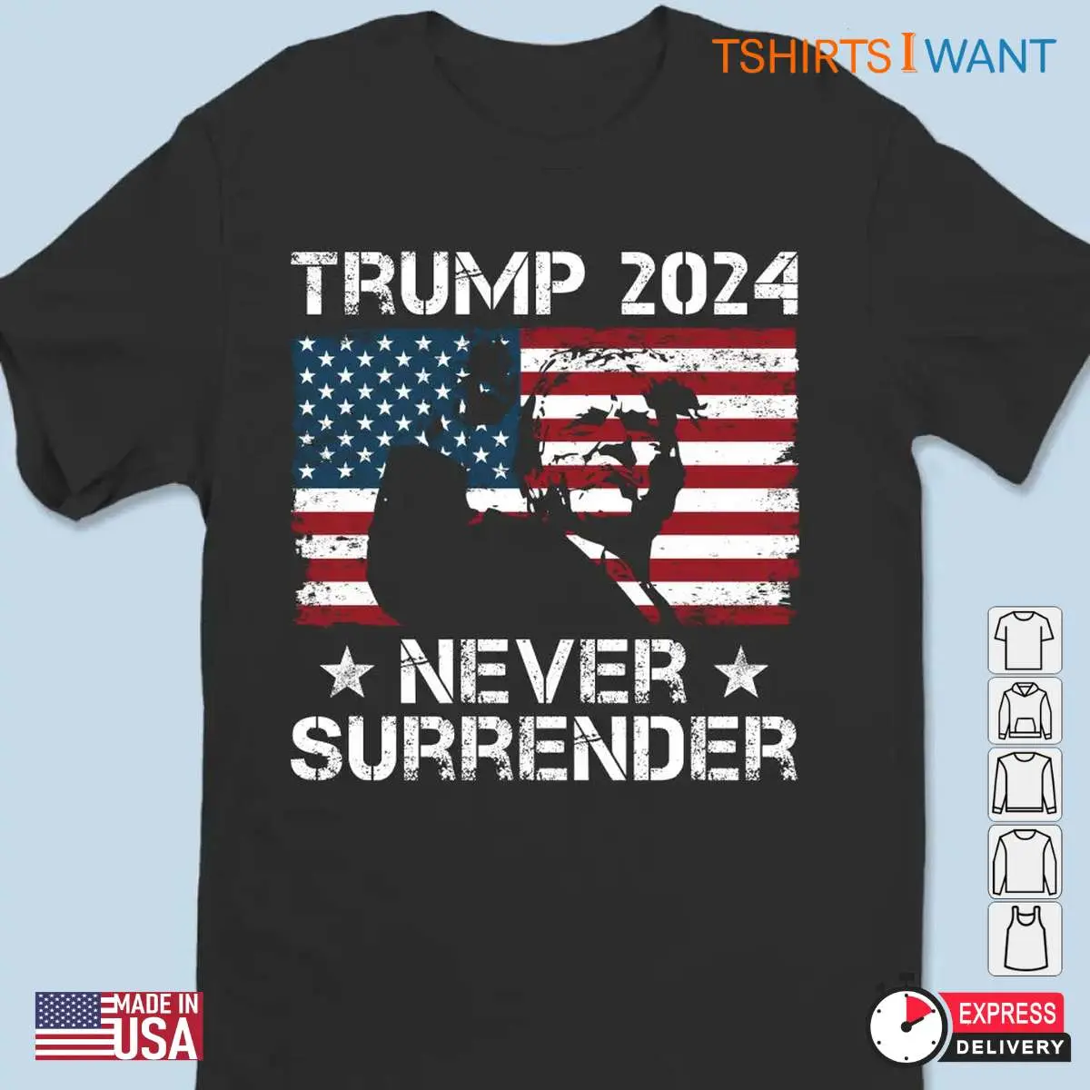 Never Surrender: Trump 2024 Assassination Attempt Fighting T-shirt 12 Never Surrender Trump 2024 Fighting T shirt 2