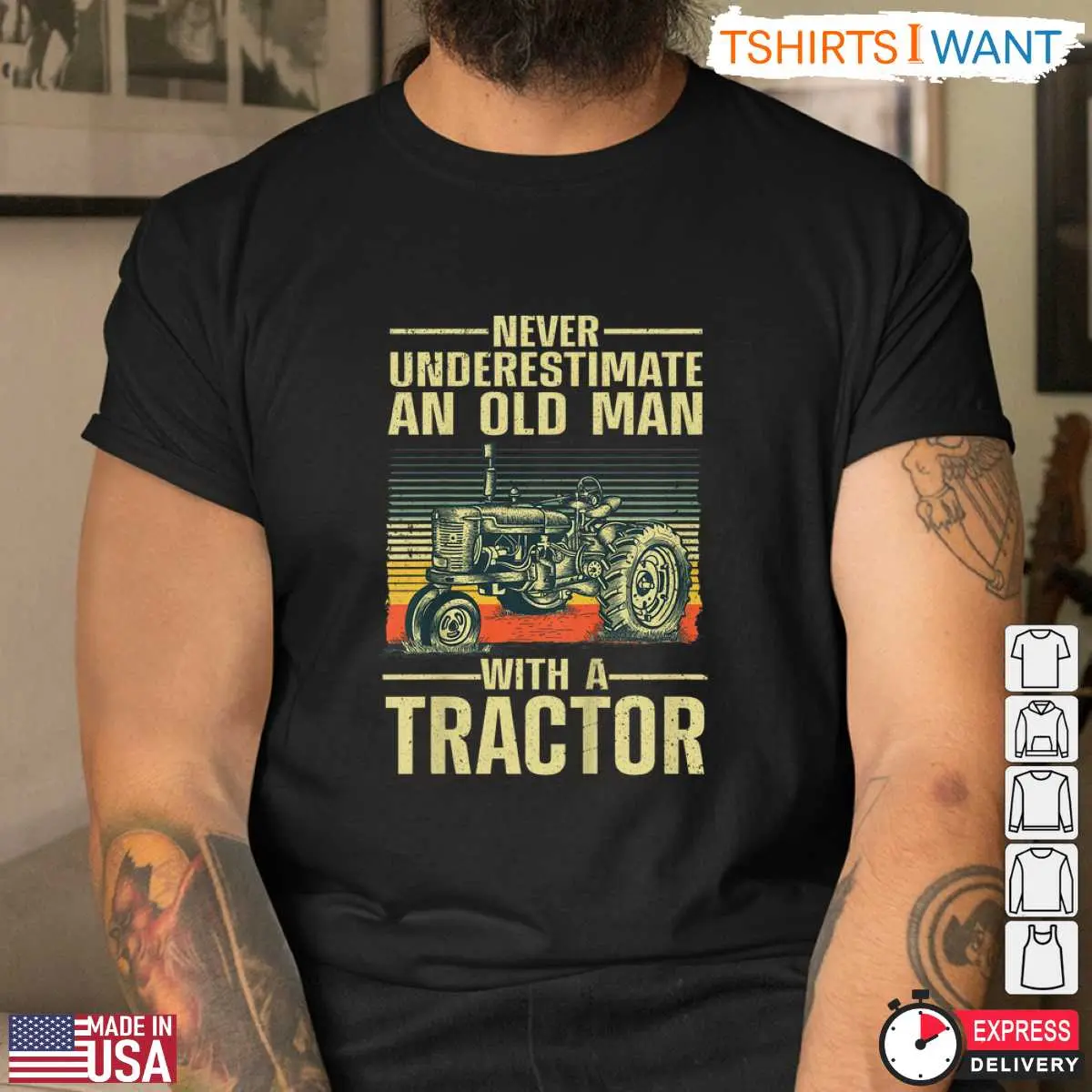 Never Underestimate An Old Man With A Tractor Farm T Shirt 4 1.jpg