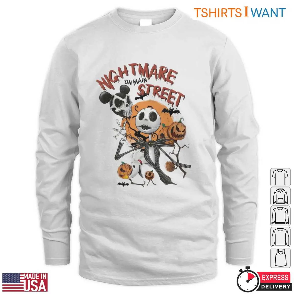 Nightmare on Main Street T Shirt E28093 Jack Skellington Halloween Graphic Tee 4 1.jpg