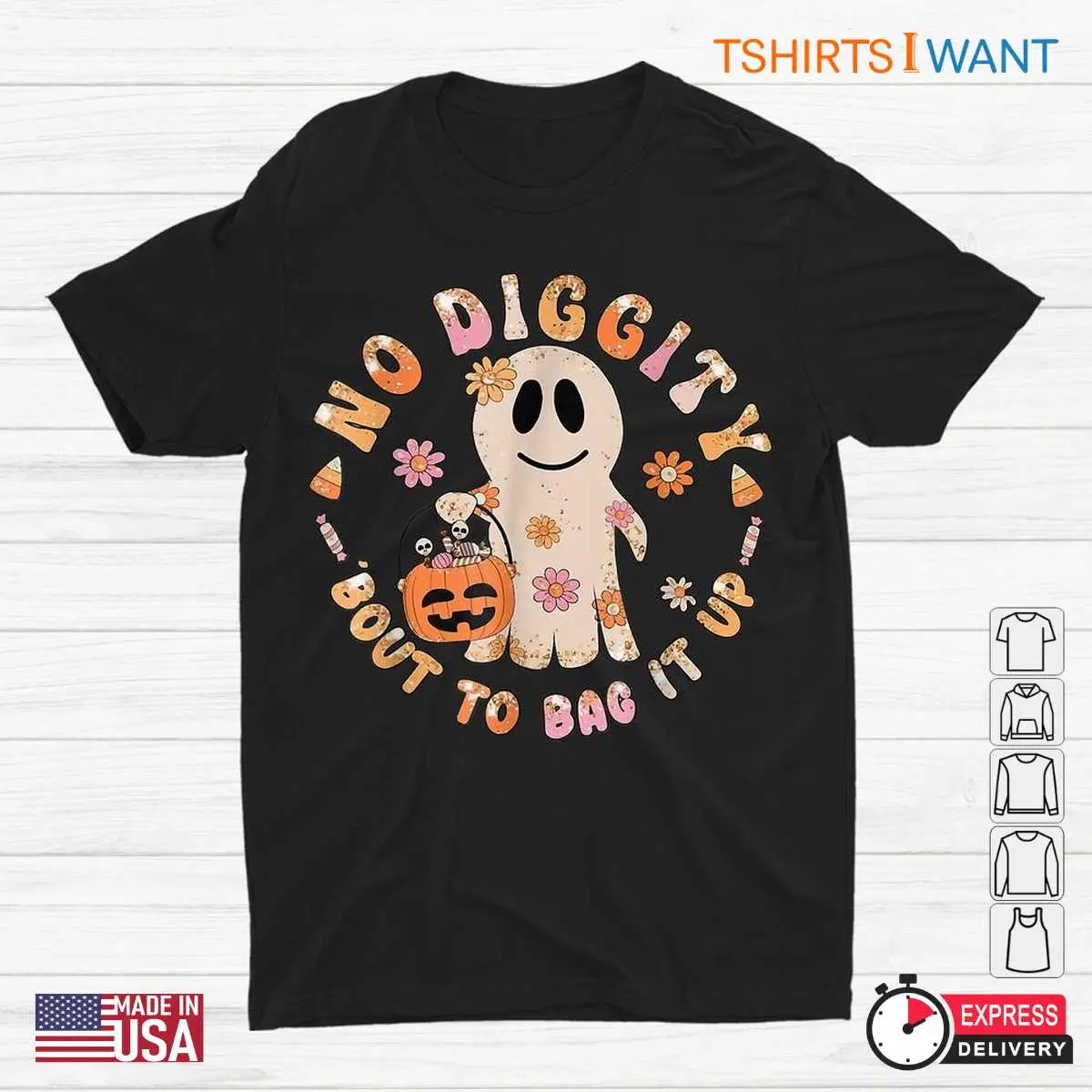 No Diggity Halloween Shirt: No Diggity Bout To Bag It Up Cute Ghost Halloween Tee 12 No Diggity Halloween Shirt Ghost Bagging It Up Tee 1