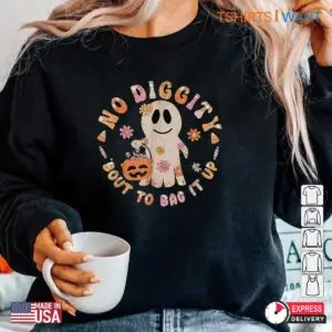 No Diggity Halloween Shirt: No Diggity Bout To Bag It Up Cute Ghost Halloween Tee 11 No Diggity Halloween Shirt Ghost Bagging It Up Tee 6 1.jpg