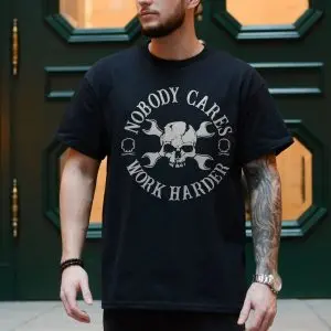 Nobody Cares Work Harder, Mechanic Skull Wrench Graphic T-Shirt 10 Nobody Cares Work Harder Mechanic Skull Wrench Graphic T Shirt 4 1.jpg