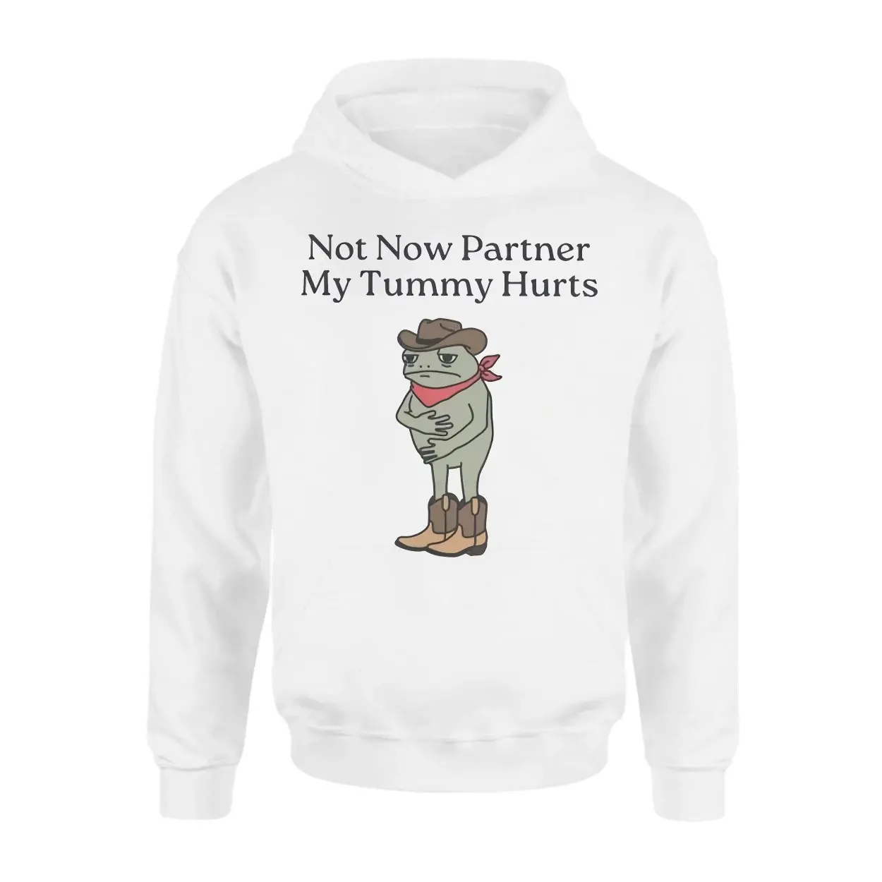 Not Now Partner My Tummy Hurts E28093 Funny Cowboy Frog Meme Graphic T shirt 2.jpg