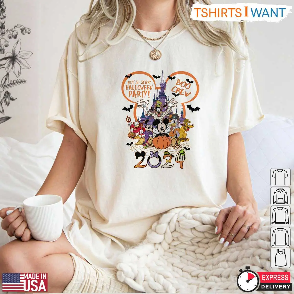 Not So Scary Halloween Party 2024 T Shirt E28093 Disney Boo Crew with Mickey and Friends 3.jpg