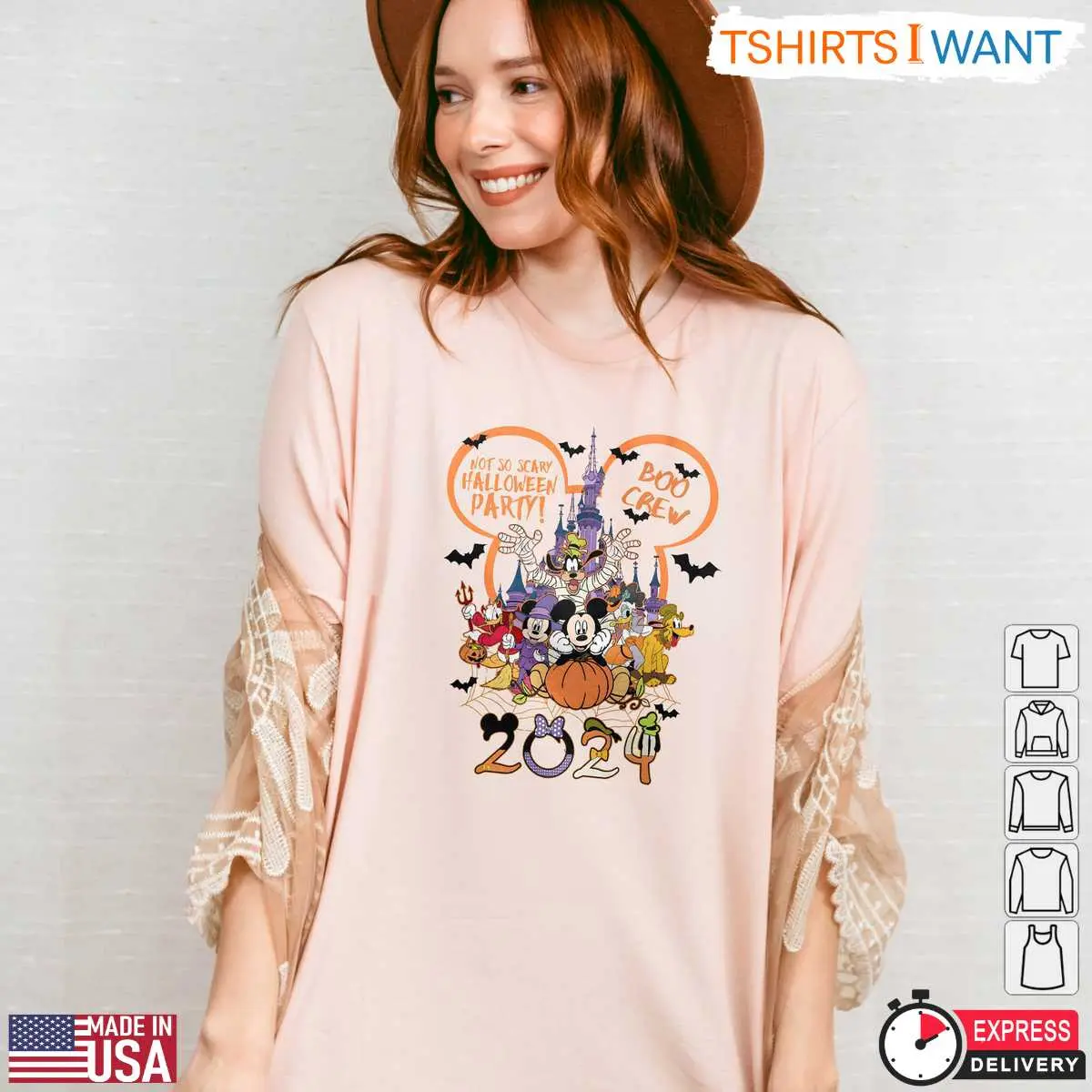 Not So Scary Halloween Party 2024 T Shirt E28093 Disney Boo Crew with Mickey and Friends 5.jpg