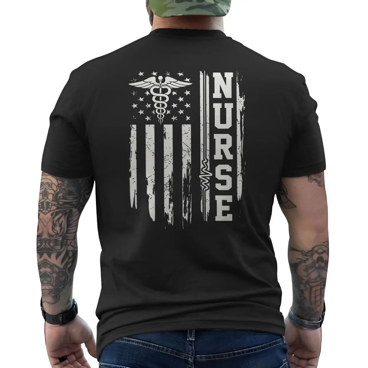 Nurse American Flag Medical Symbol Graphic T Shirt 6 1.jpg