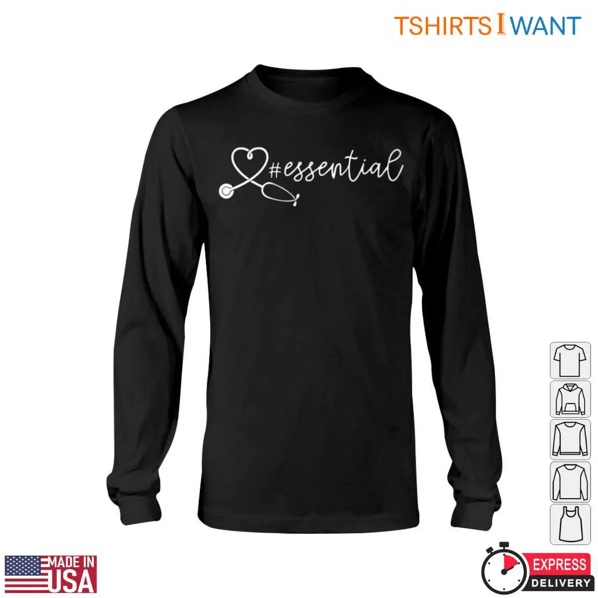 Nurse Essentials T-Shirt - Heart-Shaped Stethoscope Graphic 5 Nurse Essentials Heart Stethoscope 5 1.jpg