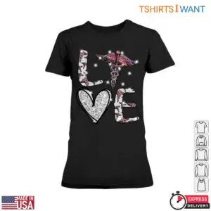 Nurse Heart T-Shirt - Glittering Caduceus and Love Graphic 7 Nurse Heart Glitter Nurse Love 2 1.jpg