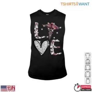 Nurse Heart T-Shirt - Glittering Caduceus and Love Graphic 8 Nurse Heart Glitter Nurse Love 3 1.jpg