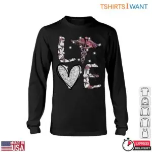 Nurse Heart T-Shirt - Glittering Caduceus and Love Graphic 11 Nurse Heart Glitter Nurse Love 6 1.jpg