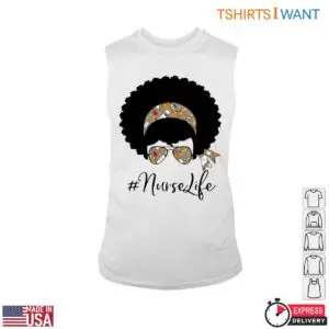 Nurse Life Shirt - Afro Nurse Graphic with Funky Headscarf and Glasses Tee 8 Nurse Life Afro Nurse Headscarf Tee 3 1.jpg