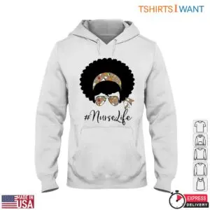 Nurse Life Shirt - Afro Nurse Graphic with Funky Headscarf and Glasses Tee 9 Nurse Life Afro Nurse Headscarf Tee 4 1.jpg