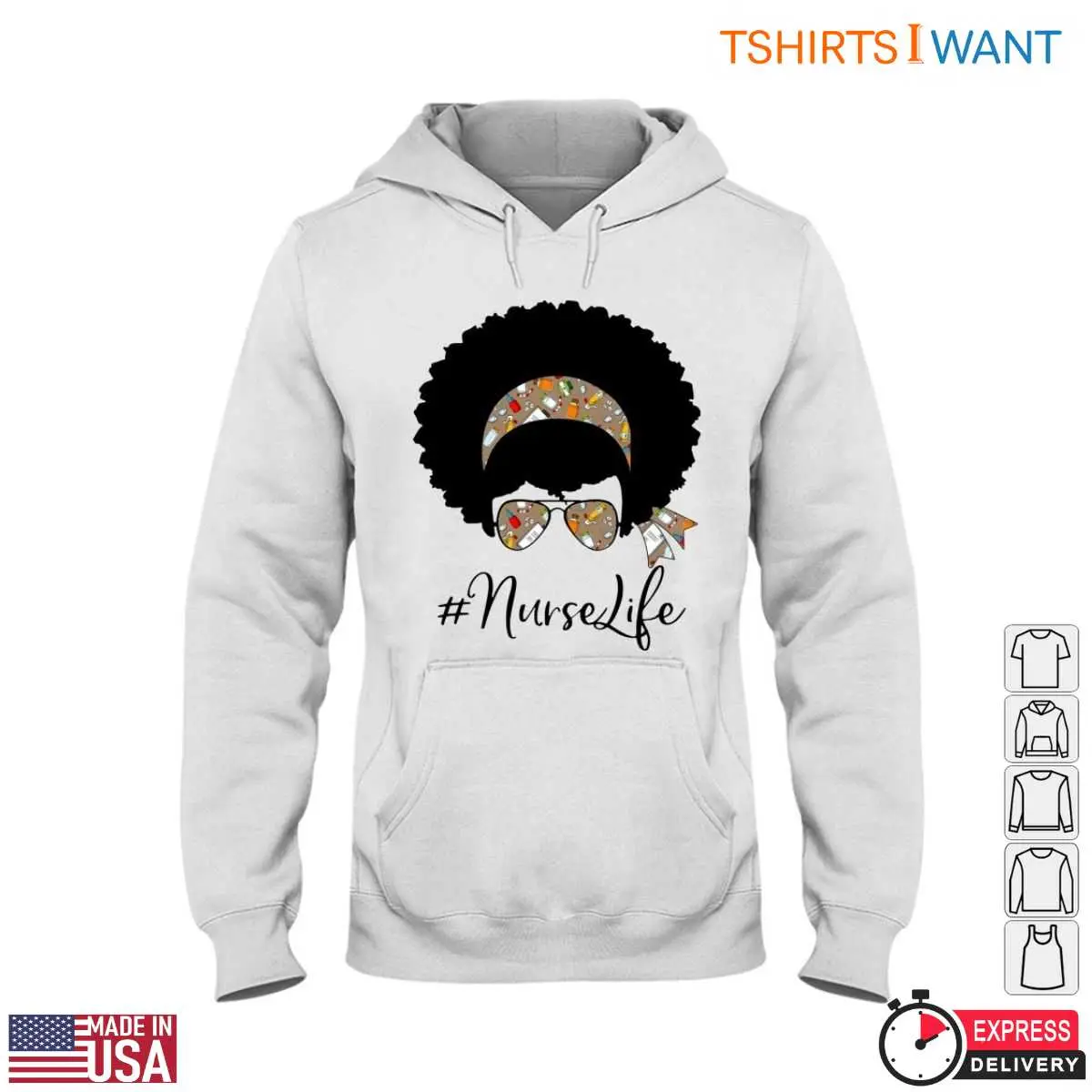 Nurse Life Shirt - Afro Nurse Graphic with Funky Headscarf and Glasses Tee 4 Nurse Life Afro Nurse Headscarf Tee 4 1.jpg