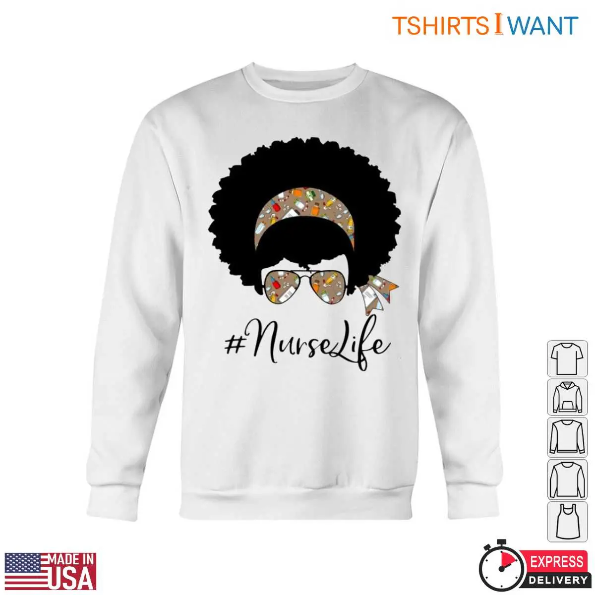 Nurse Life Shirt - Afro Nurse Graphic with Funky Headscarf and Glasses Tee 5 Nurse Life Afro Nurse Headscarf Tee 5 1.jpg