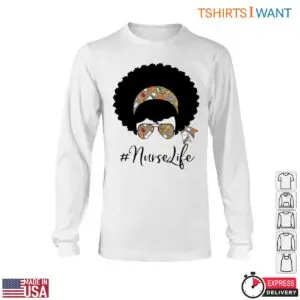 Nurse Life Shirt - Afro Nurse Graphic with Funky Headscarf and Glasses Tee 11 Nurse Life Afro Nurse Headscarf Tee 6 1.jpg