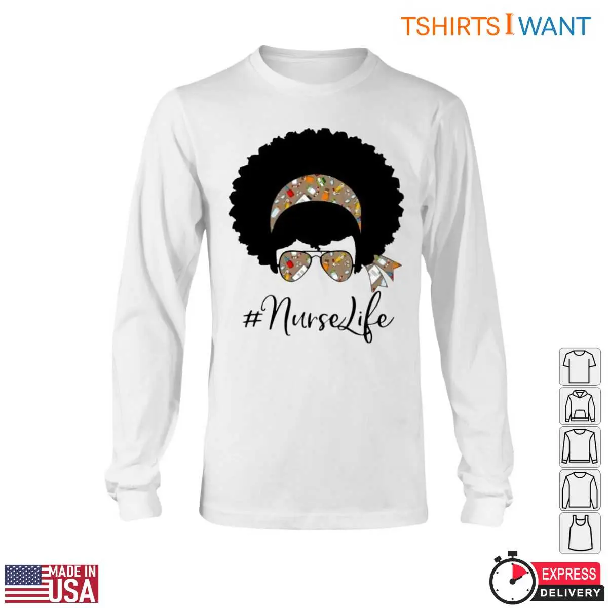 Nurse Life Shirt - Afro Nurse Graphic with Funky Headscarf and Glasses Tee 6 Nurse Life Afro Nurse Headscarf Tee 6 1.jpg