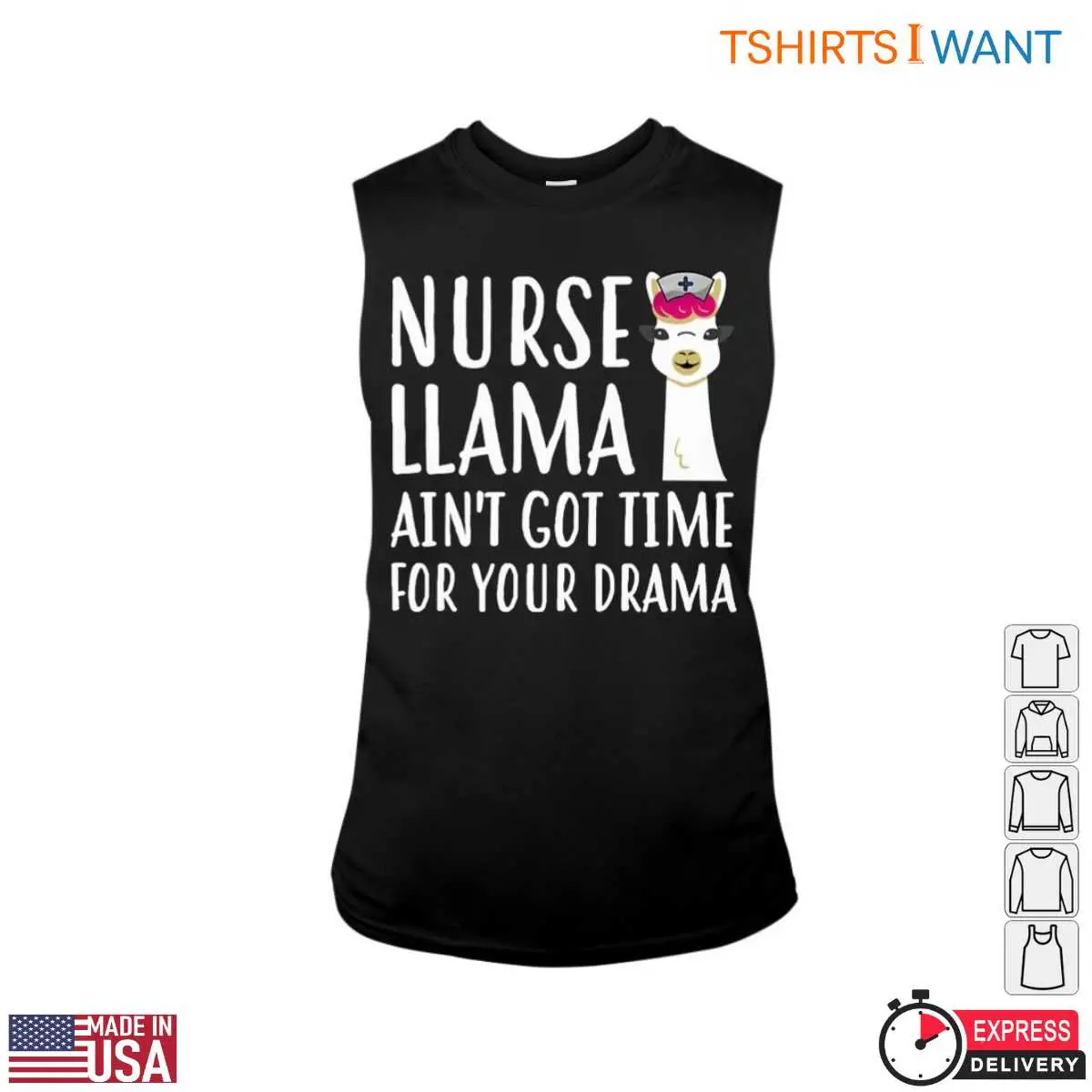 Nurse Llama T-Shirt - Funny Llama Graphic with 'Ain't Got Time for Your Drama' Quote 13 Nurse Llama T-Shirt Detail
