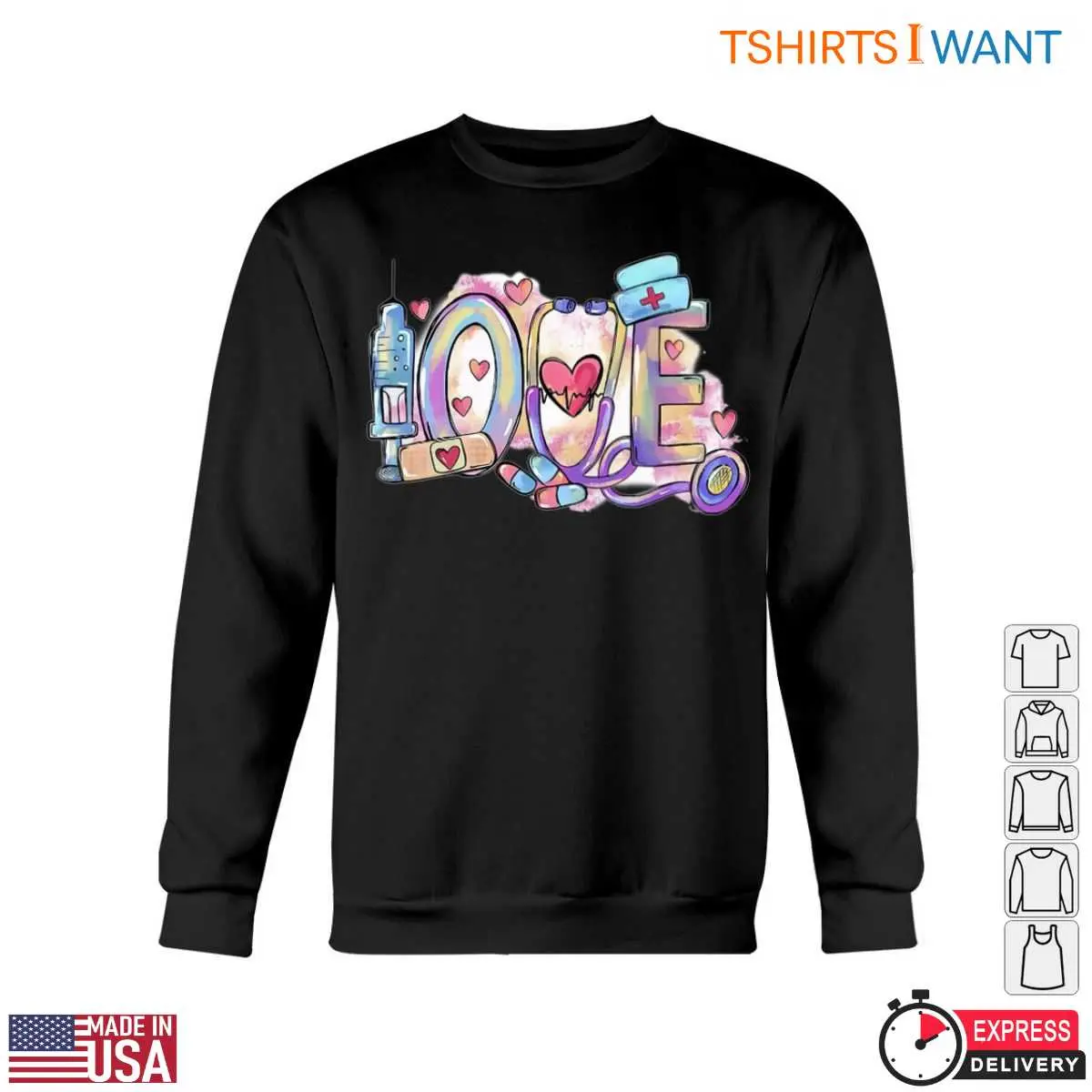 Nurse Love T-Shirt - Cute Medical Love Graphic with Syringe, Bandage, and Stethoscope 5 Nurse Love Medical Love Tee 5 1.jpg