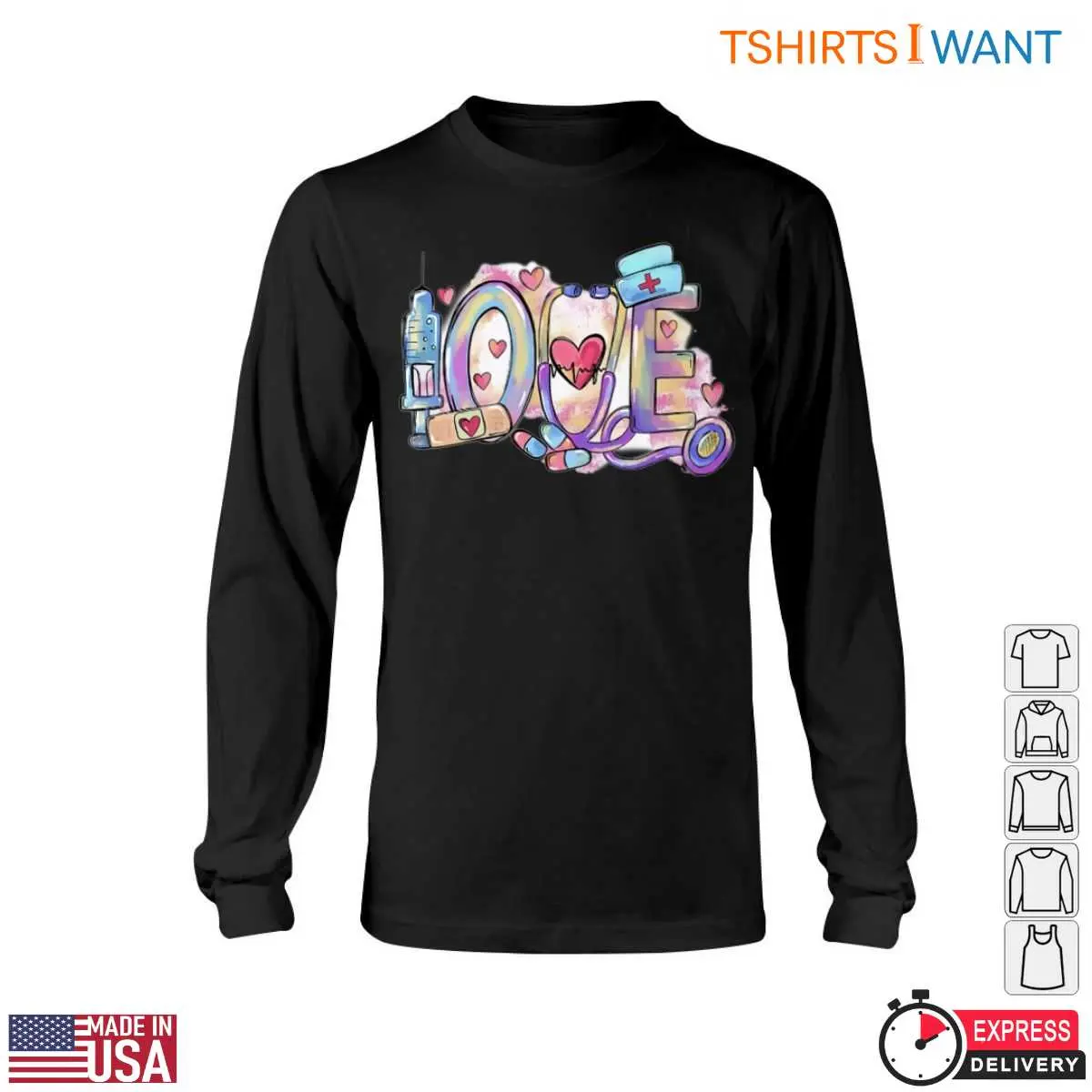 Nurse Love T-Shirt - Cute Medical Love Graphic with Syringe, Bandage, and Stethoscope 6 Nurse Love Medical Love Tee 6 1.jpg