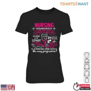 Nurse Requirements T-Shirt - Humorous Checklist for Nursing Professionals 7 Nurse Requirements T Shirt Job Description With Humor 2 1.jpg