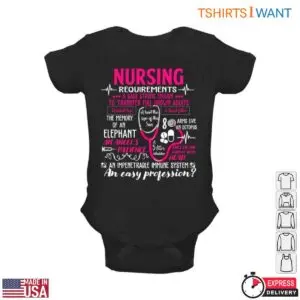 Nurse Requirements T-Shirt - Humorous Checklist for Nursing Professionals 8 Nurse Requirements T Shirt Job Description With Humor 3 1.jpg