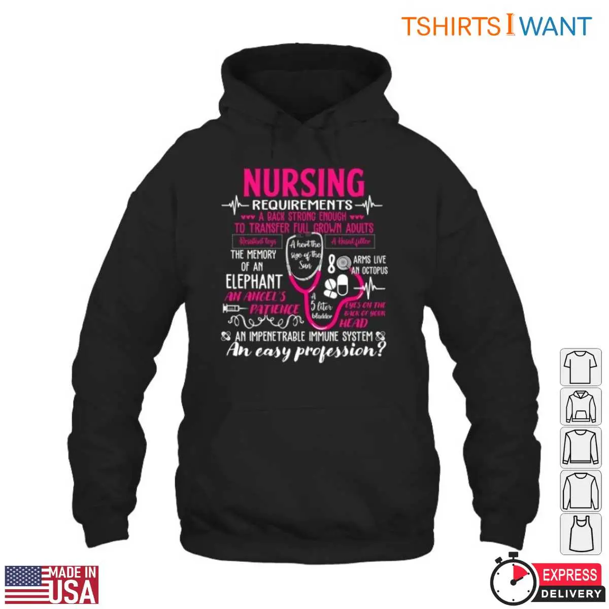 Nurse Requirements T-Shirt - Humorous Checklist for Nursing Professionals 13 Nurse Requirements T-Shirt Detail