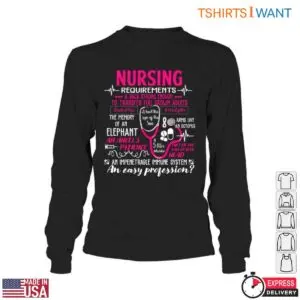 Nurse Requirements T-Shirt - Humorous Checklist for Nursing Professionals 10 Nurse Requirements T Shirt Job Description With Humor 5 1.jpg