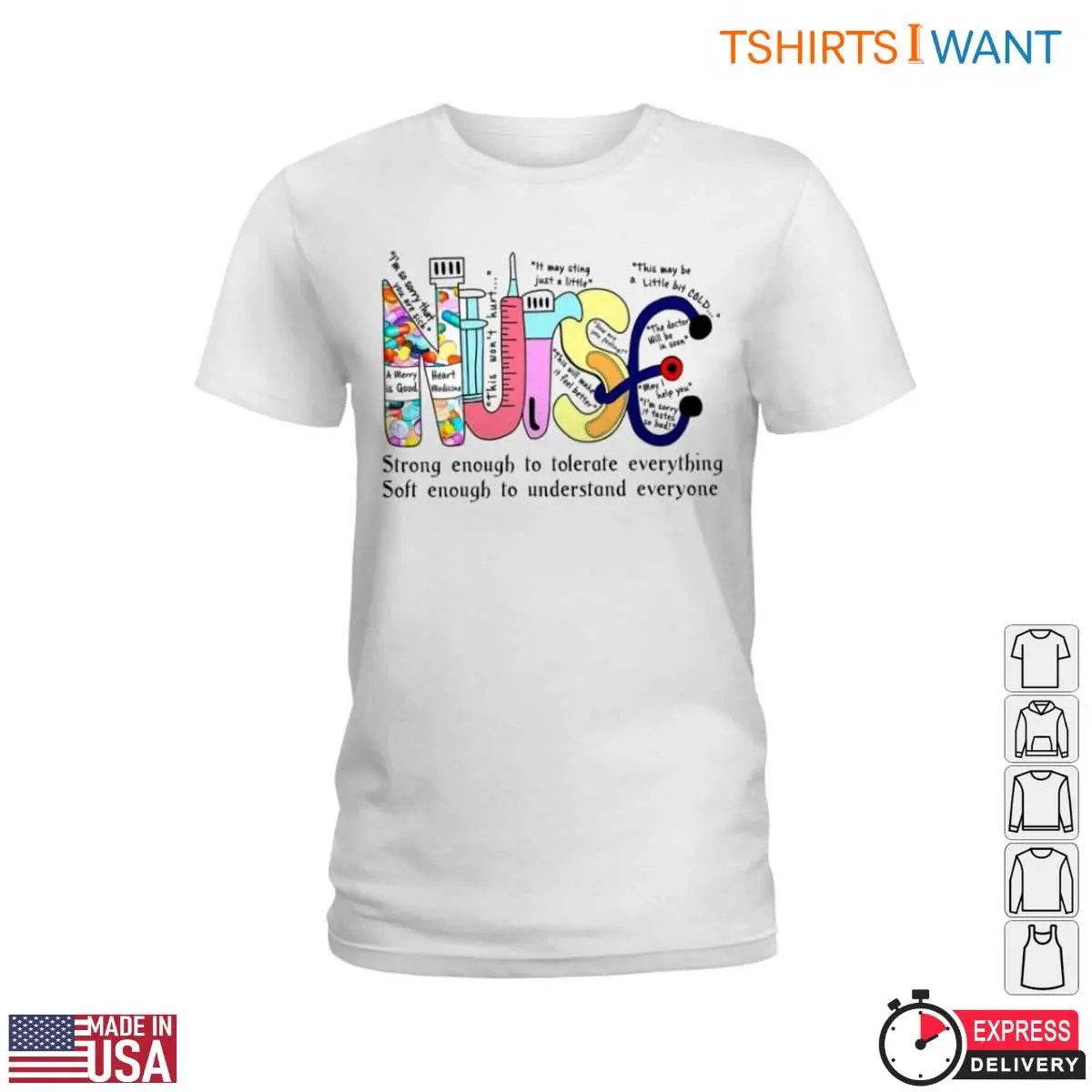 Nurse Strong T-Shirt - Colorful Graphic with Inspirational Nurse Quote Tee 13 Nurse Strong T-Shirt Detail View