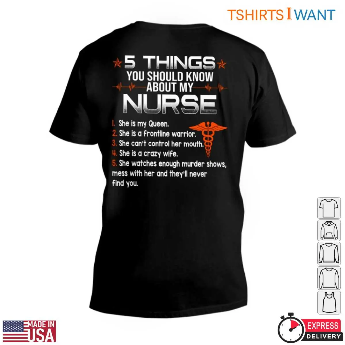 Nurse T Shirts Funny - 5 Things About My Nurse Queen Humorous Nursing Tee 1 Nurse T Shirts Funny 5 Things About My Nurse Queen Humorous Nursing Tee 1 1.jpg