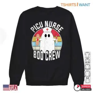 Nursing Halloween Shirts: PICU Nurse Boo Crew Ghost Retro Halloween Costume 7 Nursing Halloween Shirts PICU Boo Crew Tee 4 1.jpg