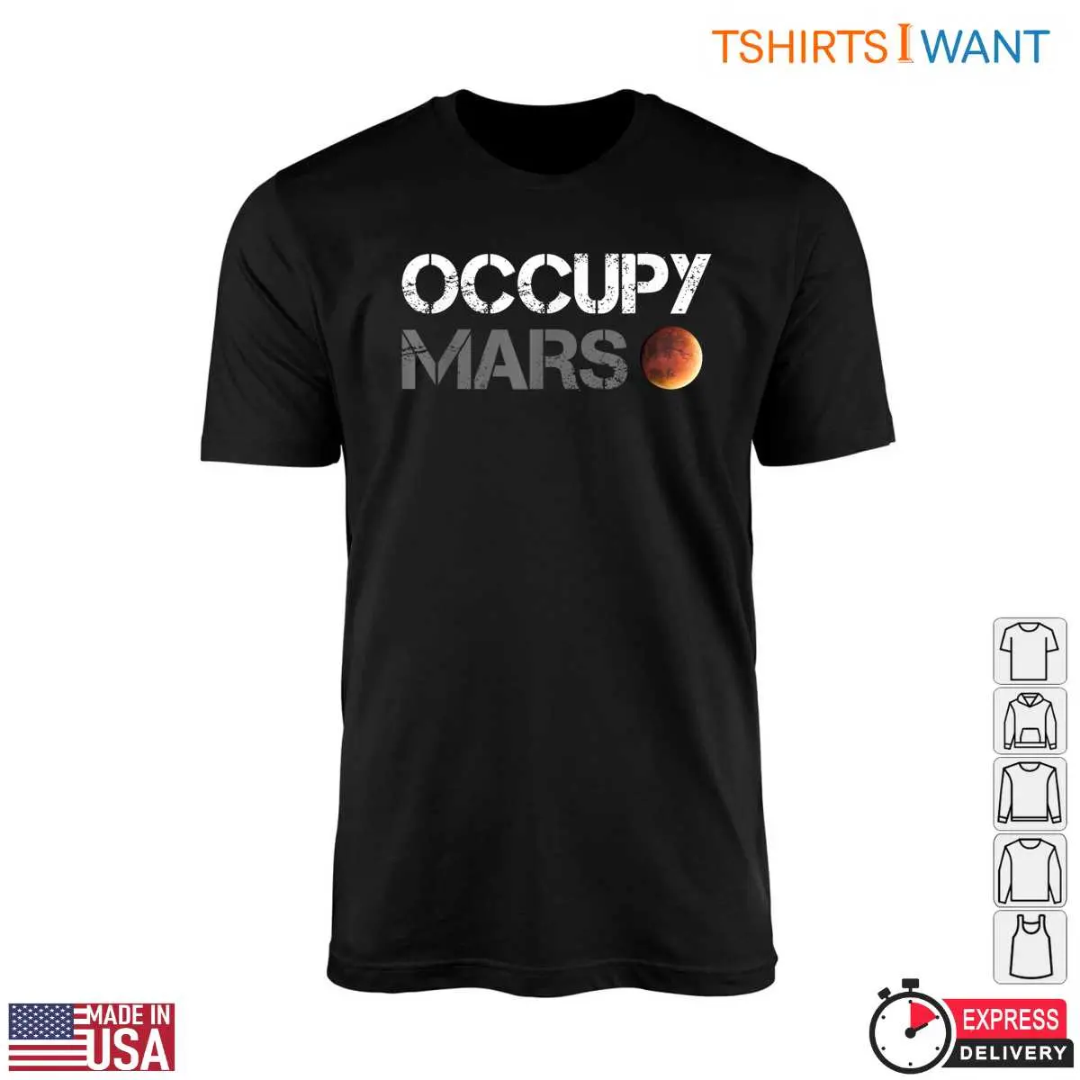 Occupy Mars Minimalist Space Elon Musk Inspired Daily Graphic T-Shirt 12 Occupy Mars Minimalist Space Elon Musk Inspired Daily Graphic T-Shirt Front View