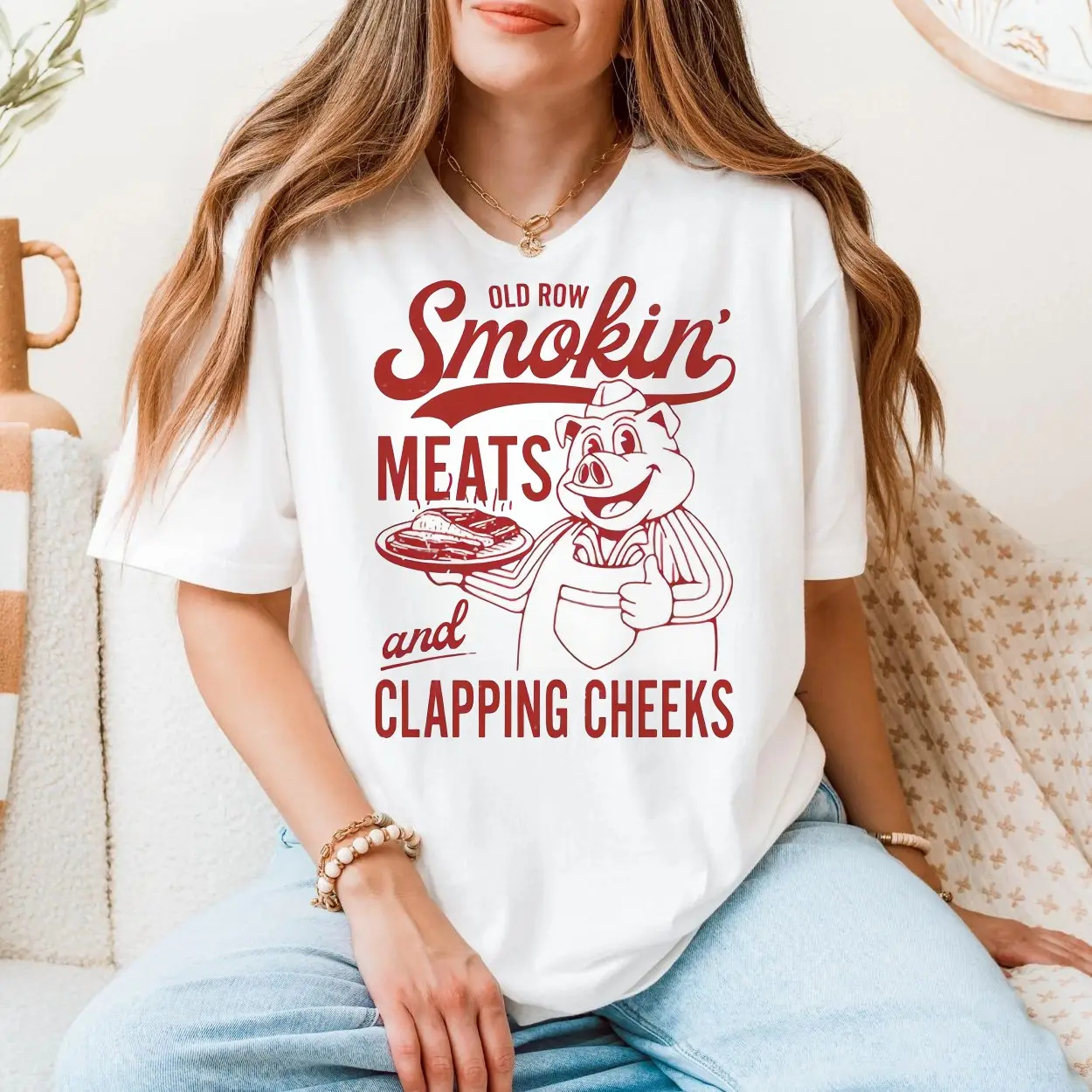 Old Row Smokin Meats T shirt E28093 Funny BBQ Pig Graphic Tee 5.jpg