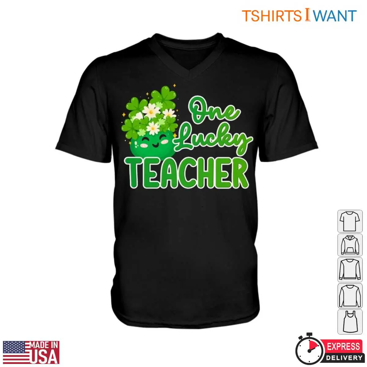 One Lucky Teacher T Shirt St. Patricks Day Teacher Shirt with Clover and Flowers 2 1.jpg