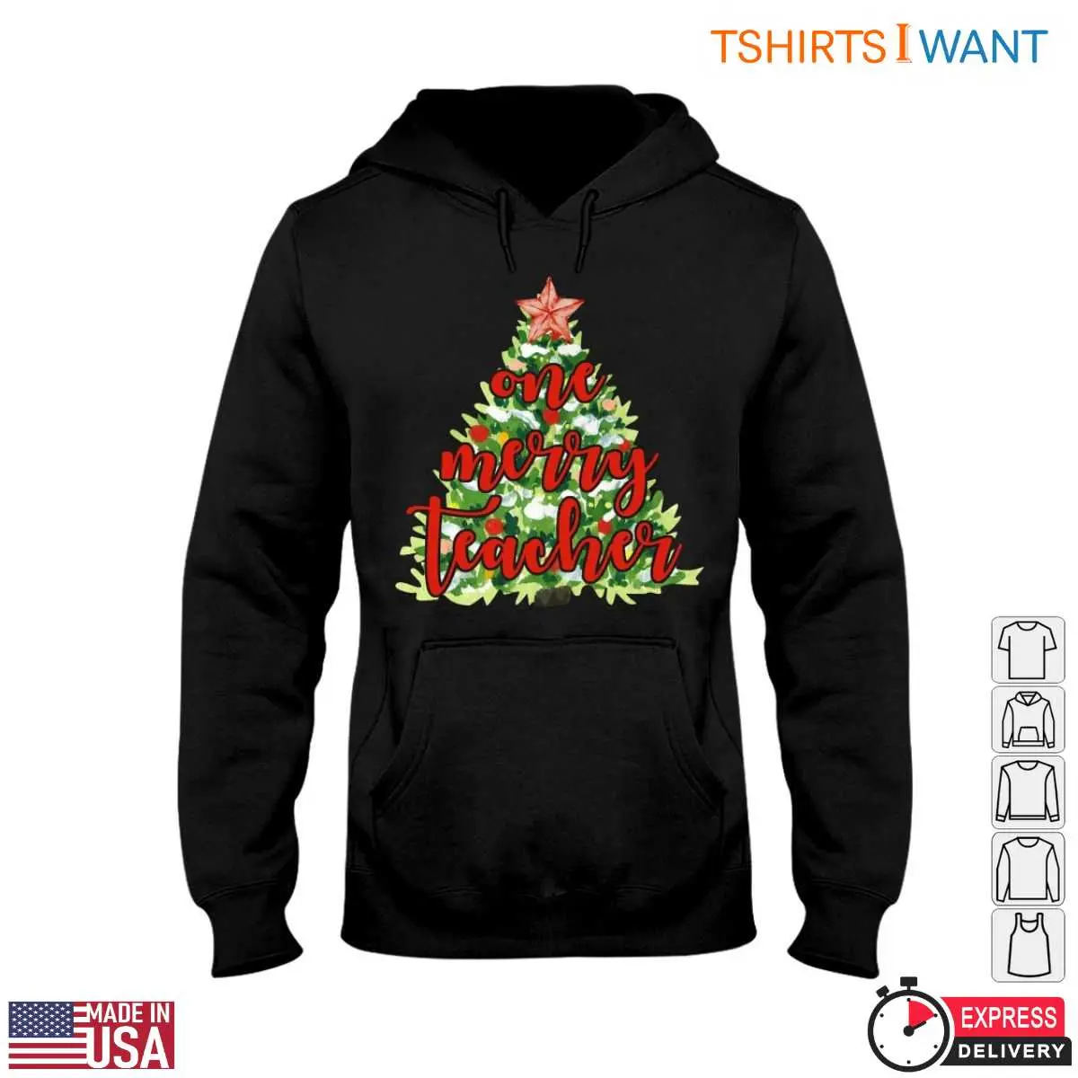 One Merry Teacher Christmas Tree T Shirt 4 1.jpg