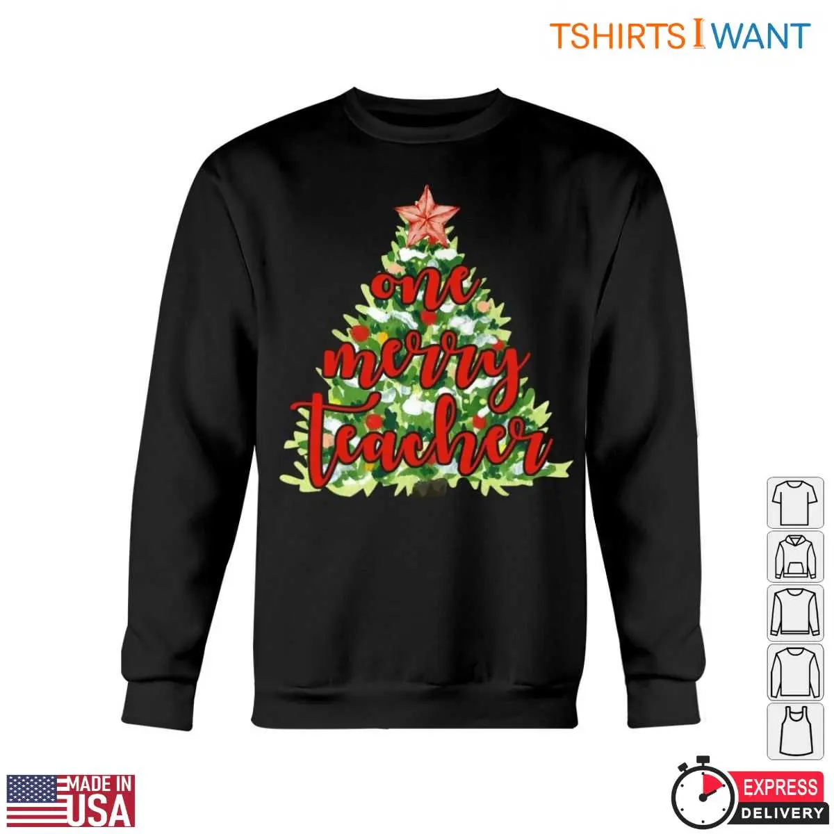 One Merry Teacher Christmas Tree T Shirt 5 1.jpg