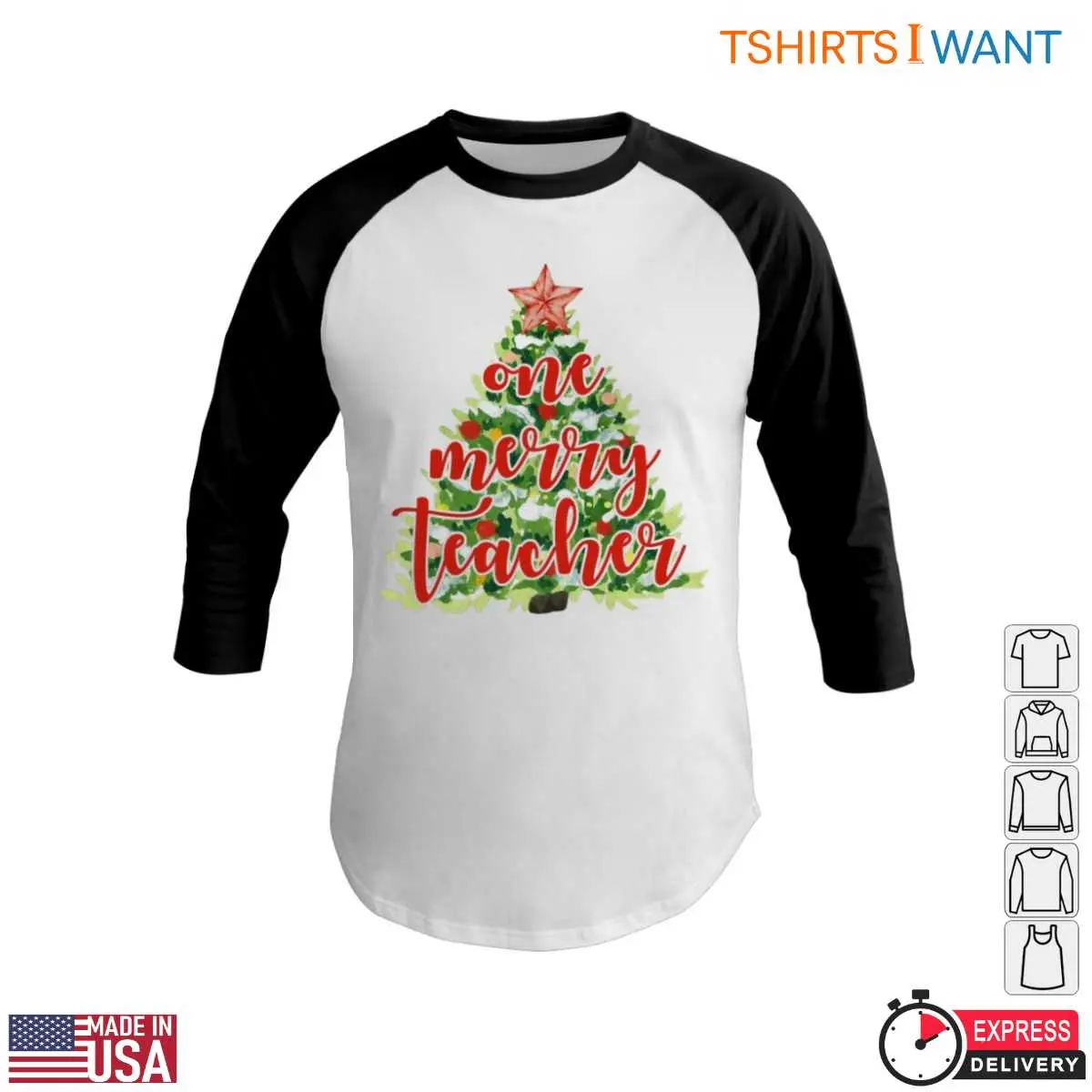 One Merry Teacher Christmas Tree T Shirt 6 1.jpg