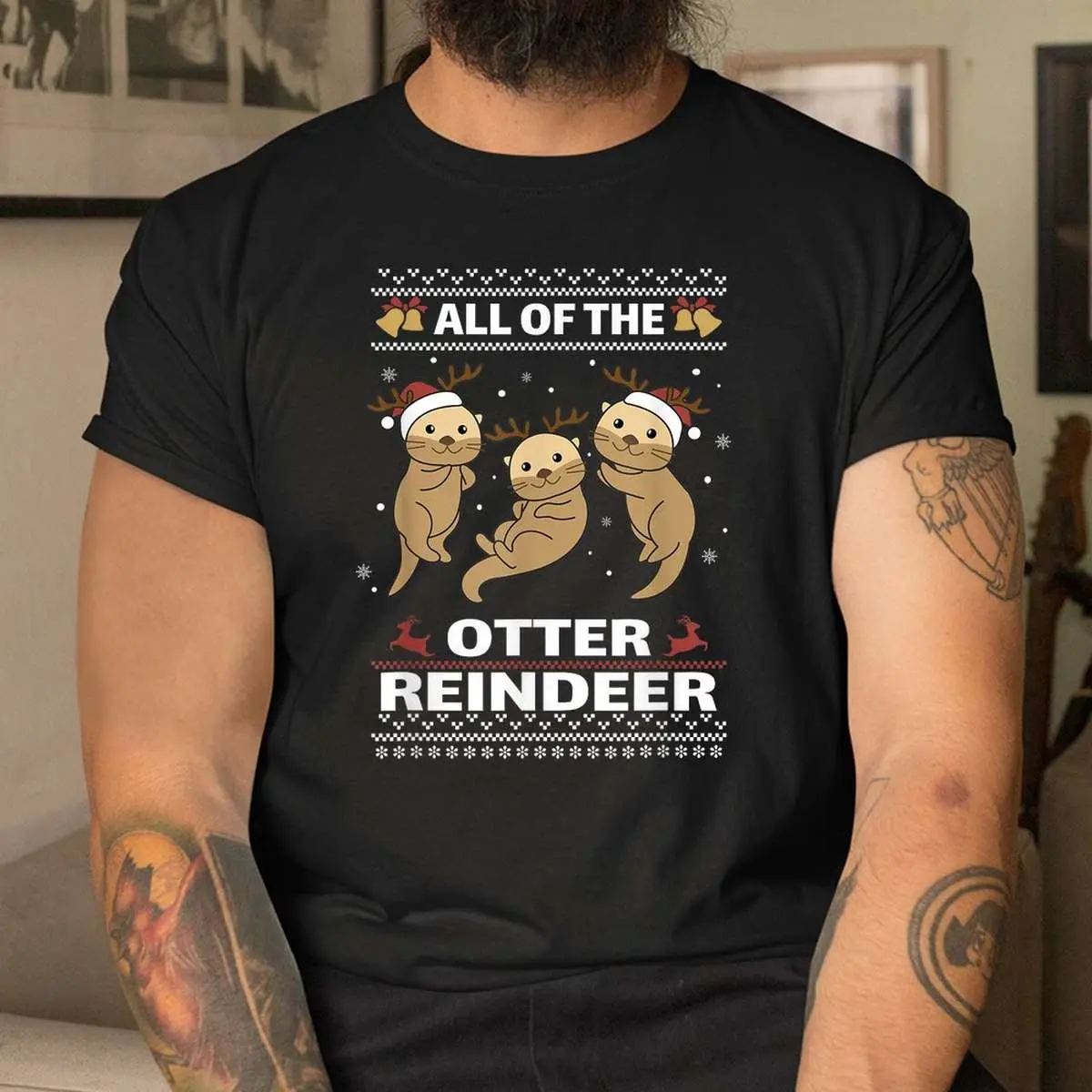 Otter Christmas Shirt Sweet Reindeer Design 4 1.jpg