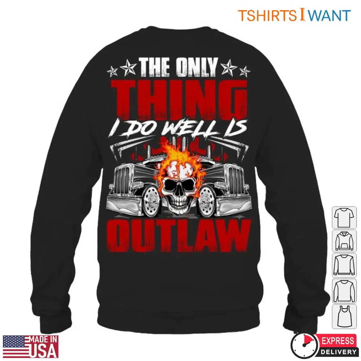 Outlaw Skull Flames Graphic Trucker T Shirt 6 1.jpg