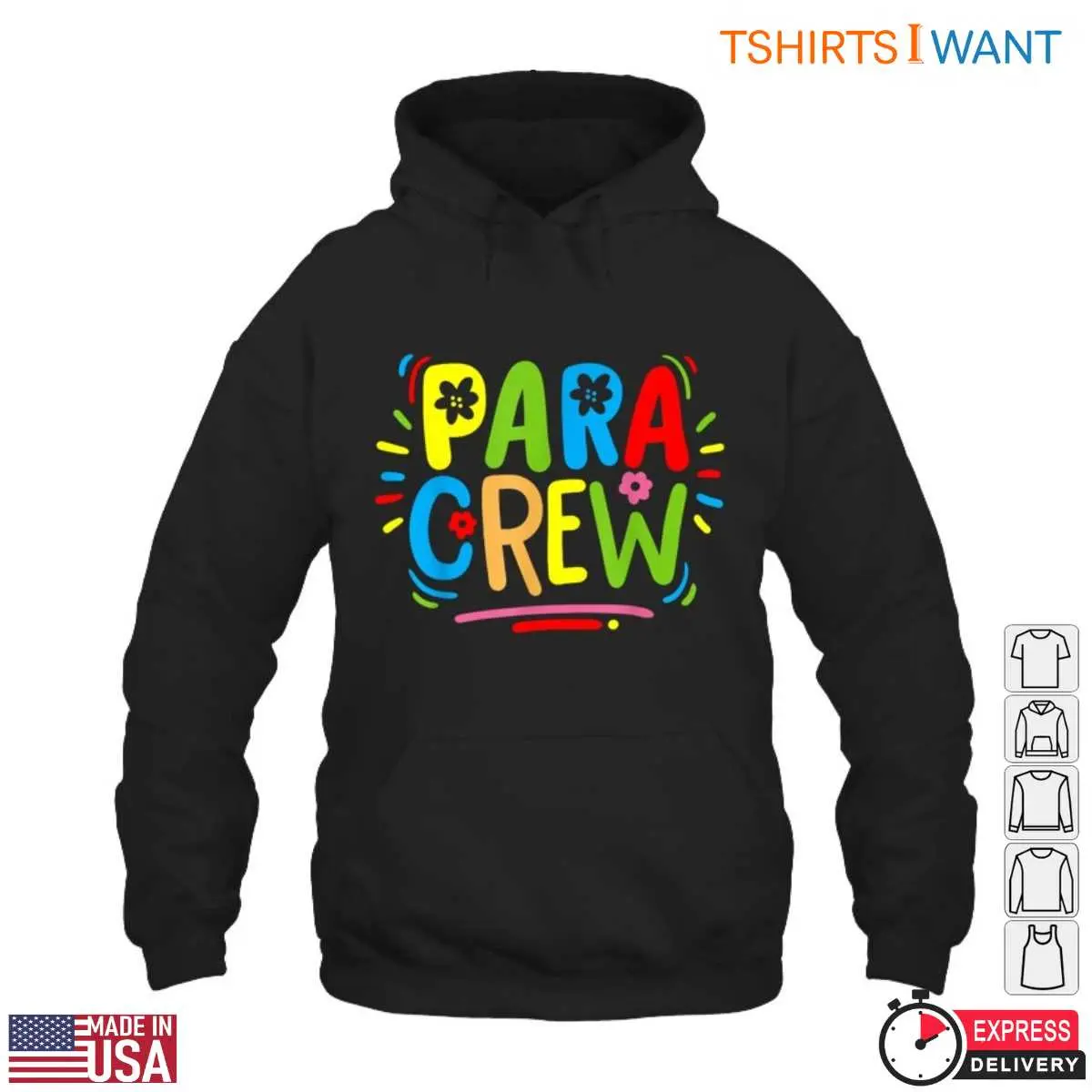 PARA CREW T-Shirt - Colorful Teacher Support Staff 13 PARA CREW T-Shirt Detail