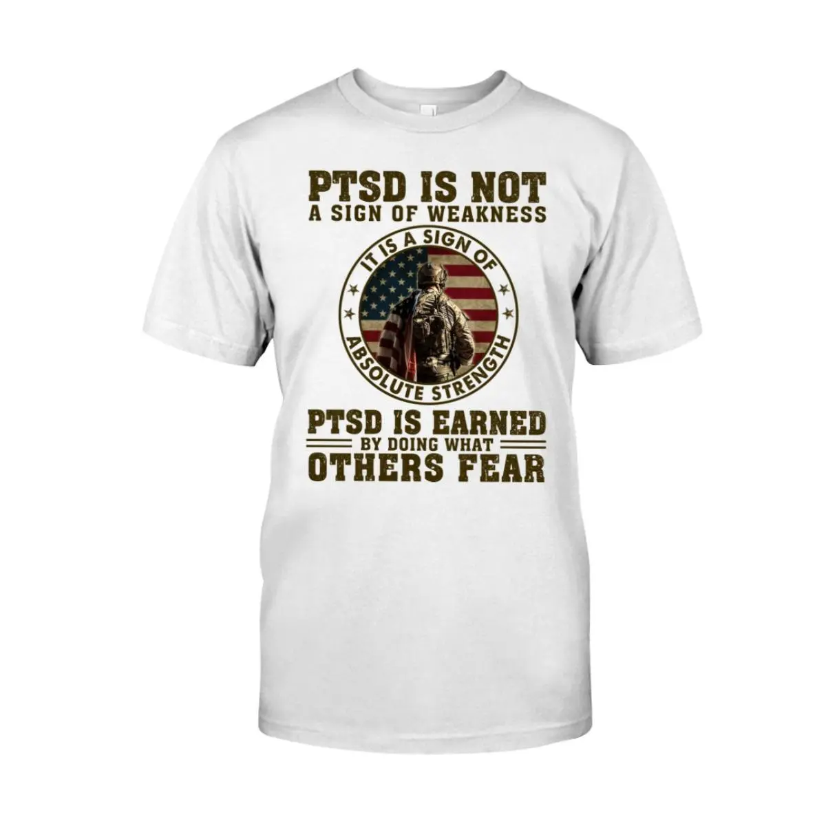 PTSD Awareness Shirts - Courageous Tees Defying Fear Tee 1 PTSD Awareness Strength Not Weakness Military Tee Shirts Gift For Veterans 1